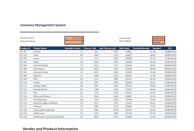 create, manage a stock inventory system for your small business